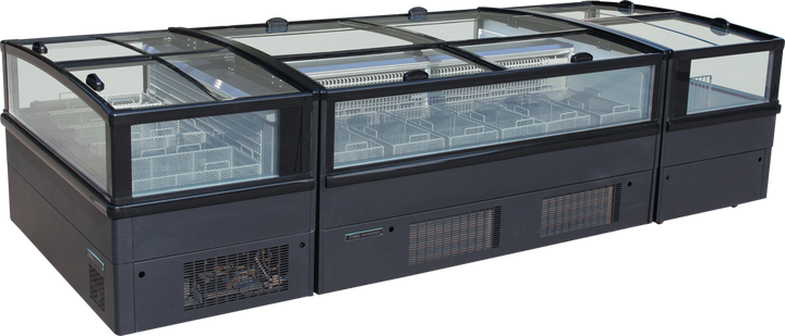 glass black island freezer 